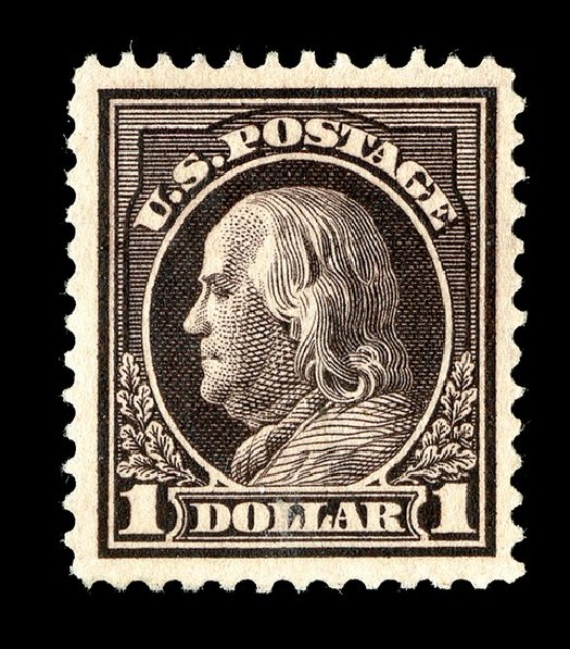 US Stamp Values Scott 423: US$1.00 1915 Franklin Perf 12. Spink Shreves Galleries, May 2014, Sale 148, Lot 302