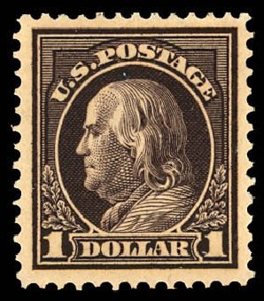 US Stamps Prices Scott Catalogue #423 - 1915 US$1.00 Franklin Perf 12. Daniel Kelleher Auctions, Dec 2012, Sale 633, Lot 746