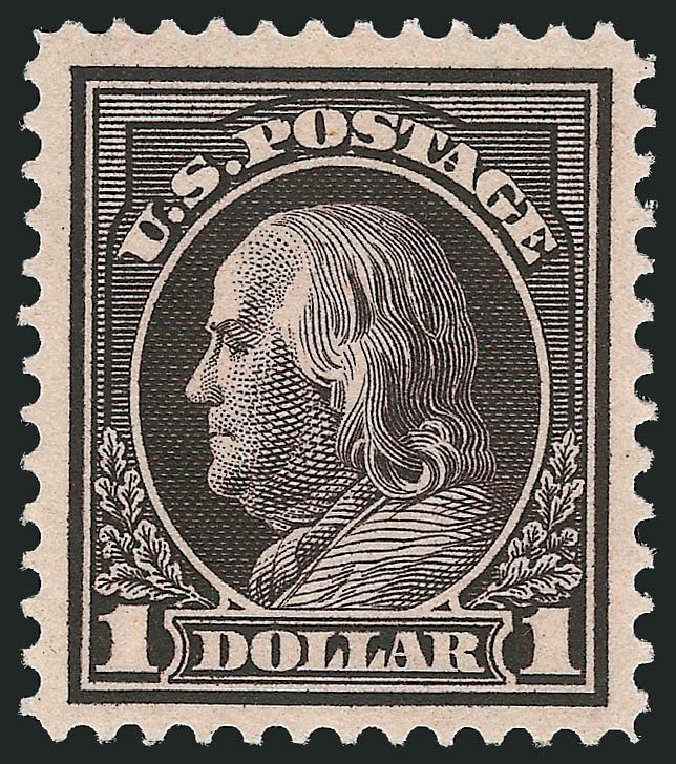 Cost of US Stamp Scott 423 - 1915 US$1.00 Franklin Perf 12. Robert Siegel Auction Galleries, Jul 2013, Sale 1050, Lot 546