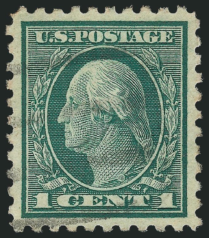 Values of US Stamp Scott Catalogue #424 - 1914 1c Washington Perf 10. Robert Siegel Auction Galleries, Oct 2012, Sale 1032, Lot 3529