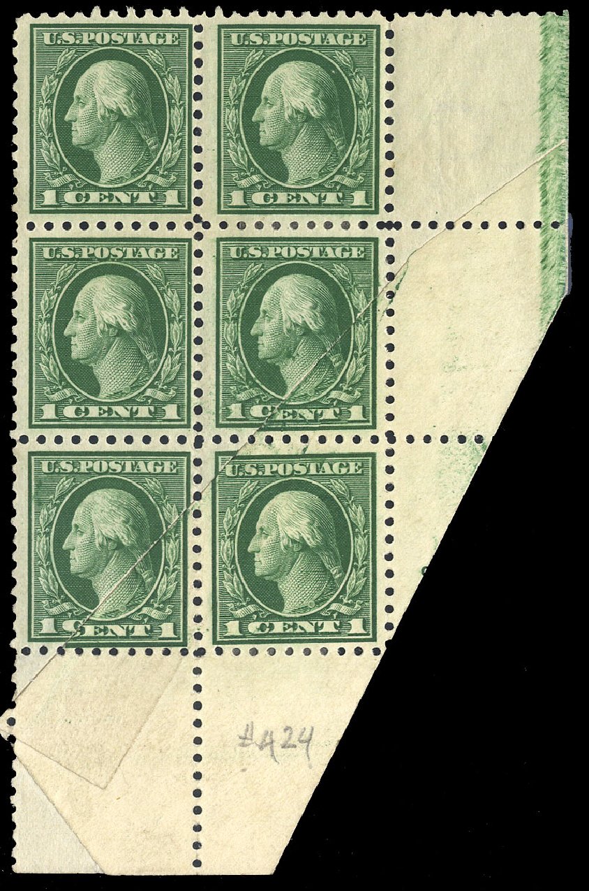 Prices of US Stamp Scott Catalogue #424: 1914 1c Washington Perf 10. Cherrystone Auctions, Jan 2009, Sale 200901, Lot 220