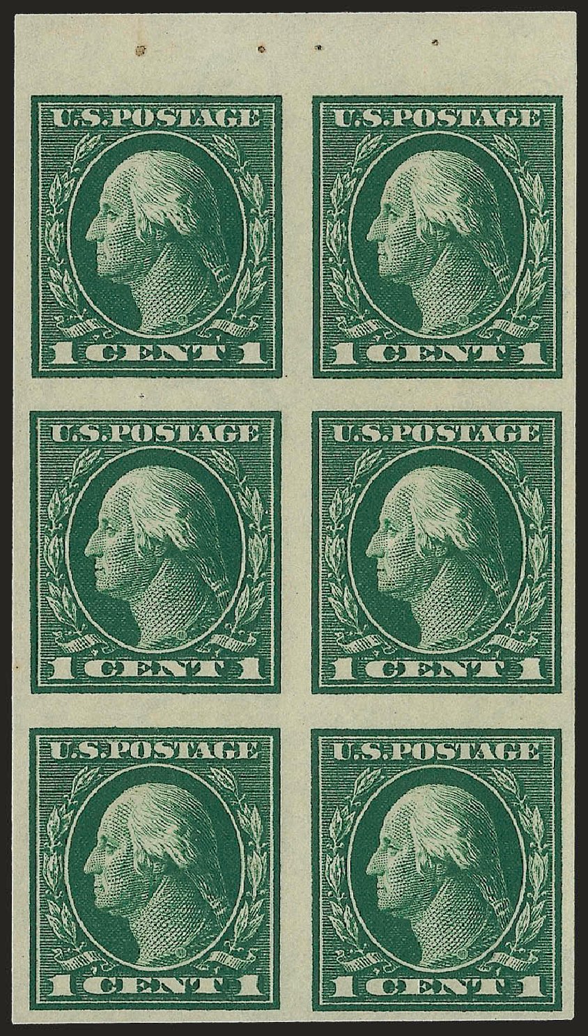 US Stamp Value Scott Cat. 424 - 1914 1c Washington Perf 10. Robert Siegel Auction Galleries, Jun 2010, Sale 991, Lot 1222