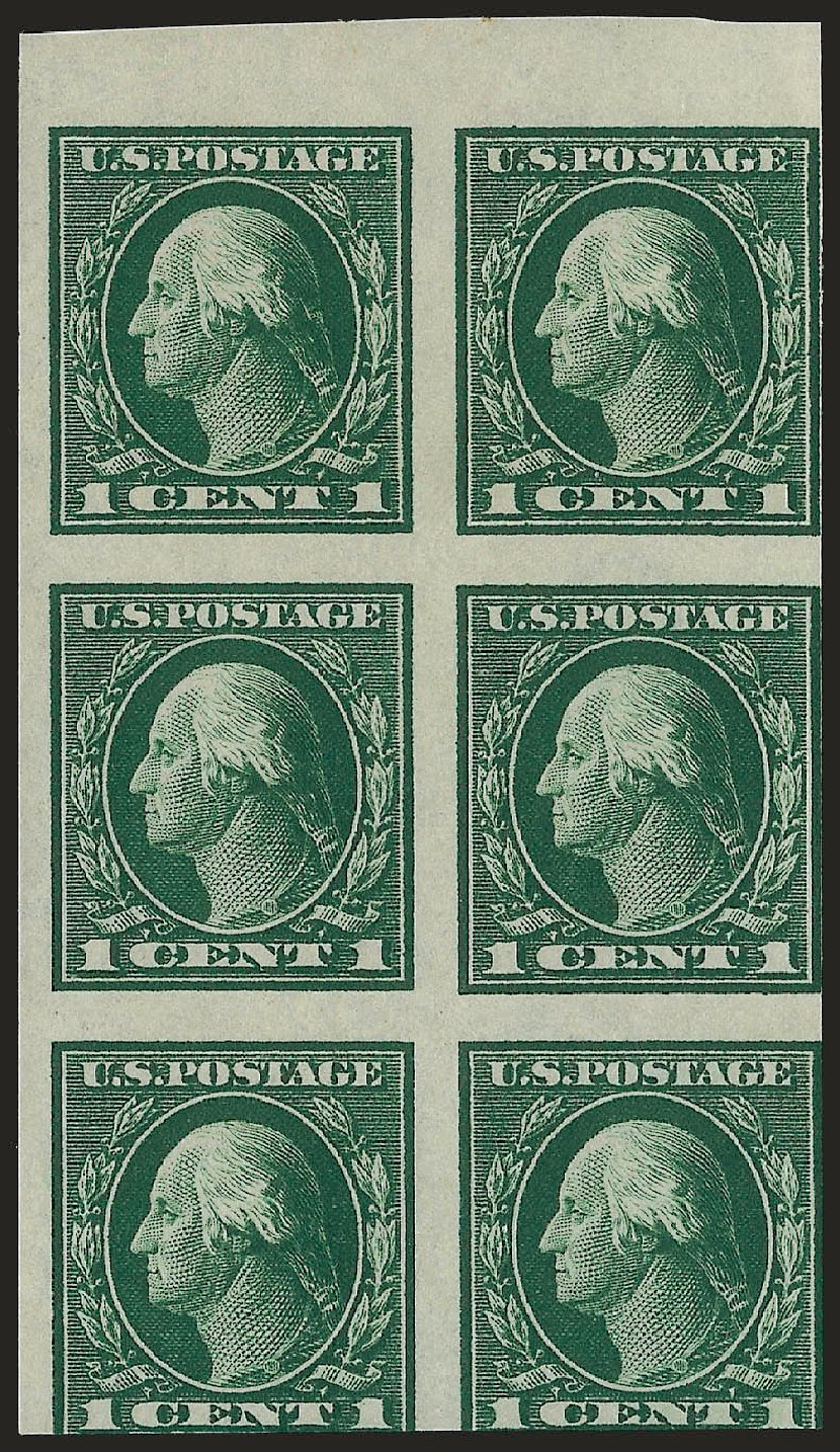 US Stamps Value Scott Cat. 424: 1914 1c Washington Perf 10. Robert Siegel Auction Galleries, Jun 2010, Sale 991, Lot 1223