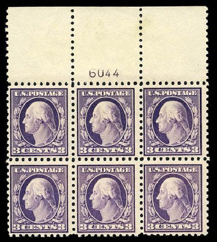 Value of US Stamp Scott 426 - 1914 3c Washington Perf 10. Matthew Bennett International, Mar 2012, Sale 344, Lot 4579