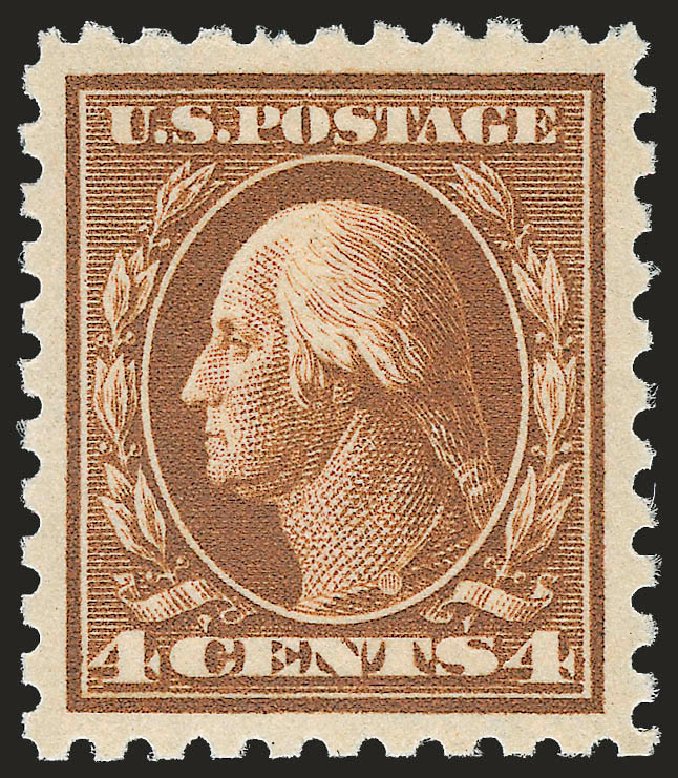 US Stamps Prices Scott Catalogue 427 - 1914 4c Washington Perf 10. Robert Siegel Auction Galleries, Dec 2008, Sale 967, Lot 4757