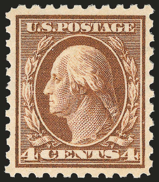 US Stamps Price Scott Cat. #427: 4c 1914 Washington Perf 10. Robert Siegel Auction Galleries, Dec 2008, Sale 967, Lot 4758