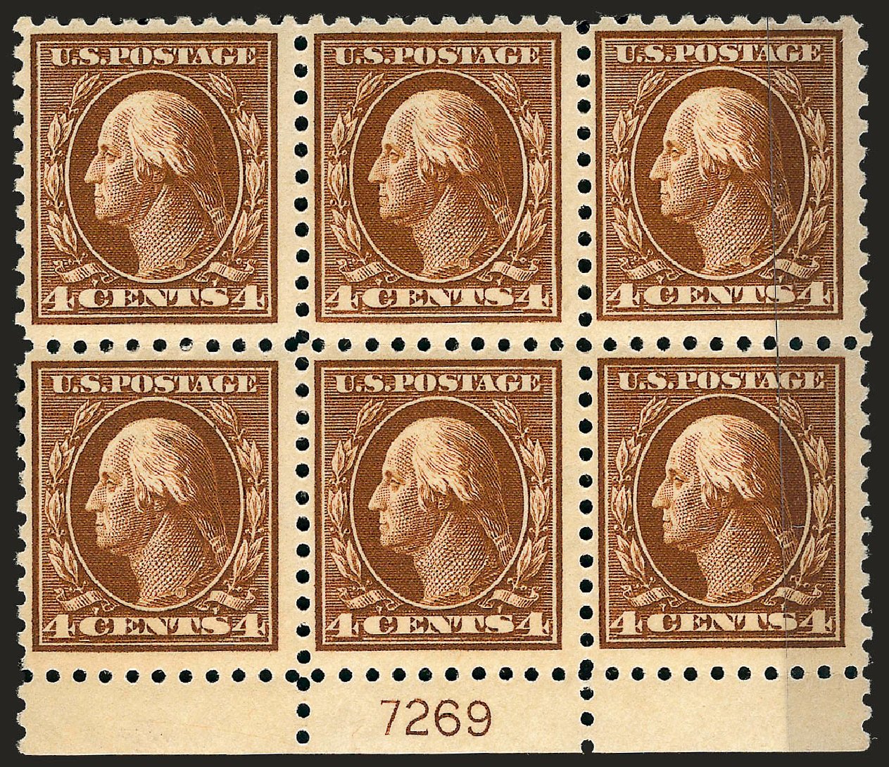 US Stamp Value Scott Catalog #427: 1914 4c Washington Perf 10. Robert Siegel Auction Galleries, Sep 2008, Sale 962, Lot 2721