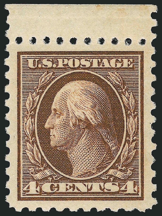 US Stamps Values Scott Cat. #427: 1914 4c Washington Perf 10. Robert Siegel Auction Galleries, Sep 2009, Sale 968B, Lot 544