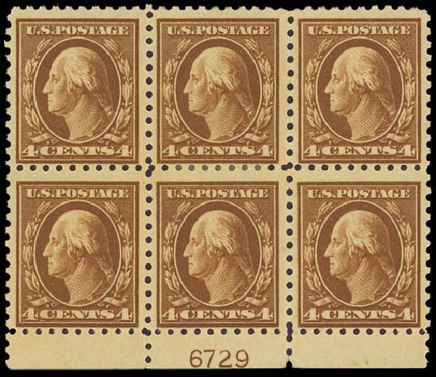 US Stamp Values Scott Catalog # 427: 4c 1914 Washington Perf 10. Daniel Kelleher Auctions, Aug 2012, Sale 631, Lot 1192