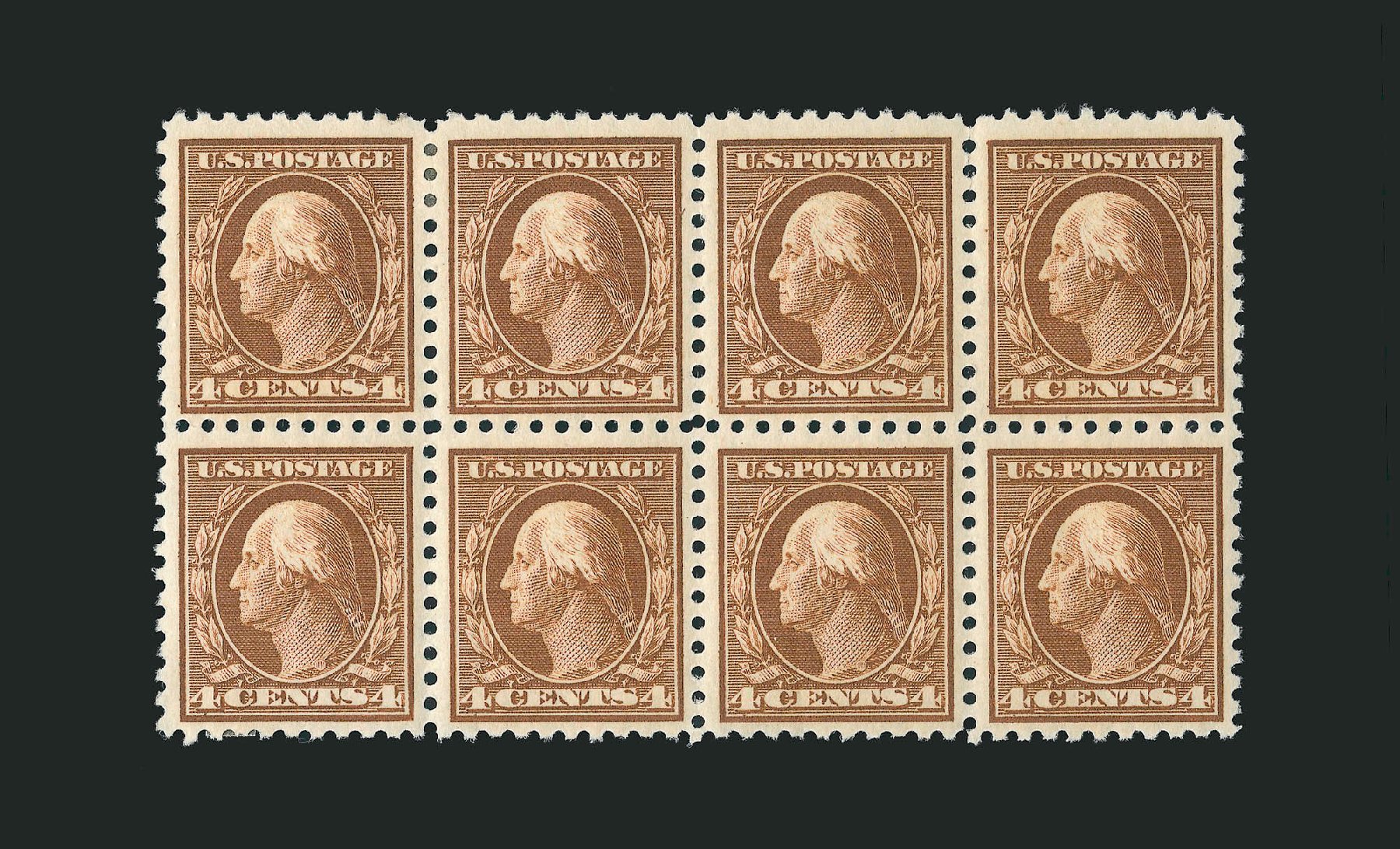 US Stamp Prices Scott Cat. 427 - 4c 1914 Washington Perf 10. Robert Siegel Auction Galleries, Jun 2009, Sale 975, Lot 1853