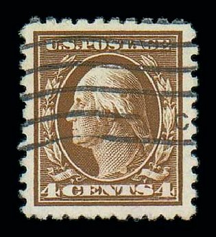 US Stamps Prices Scott # 427 - 1914 4c Washington Perf 10. Matthew Bennett International, Dec 2007, Sale 325, Lot 2066