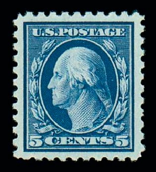 US Stamps Value Scott Cat. # 428 - 1914 5c Washington Perf 10. Matthew Bennett International, Dec 2007, Sale 325, Lot 2069