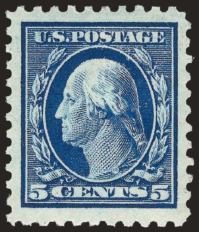 Value of US Stamp Scott Catalog 428: 1914 5c Washington Perf 10. Robert Siegel Auction Galleries, Sep 2009, Sale 968B, Lot 545