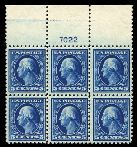 US Stamps Values Scott #428 - 5c 1914 Washington Perf 10. Matthew Bennett International, Mar 2012, Sale 344, Lot 4583