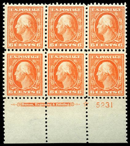 Values of US Stamp Scott Catalog #429: 1914 6c Washington Perf 10. Matthew Bennett International, Jun 2008, Sale 328, Lot 957