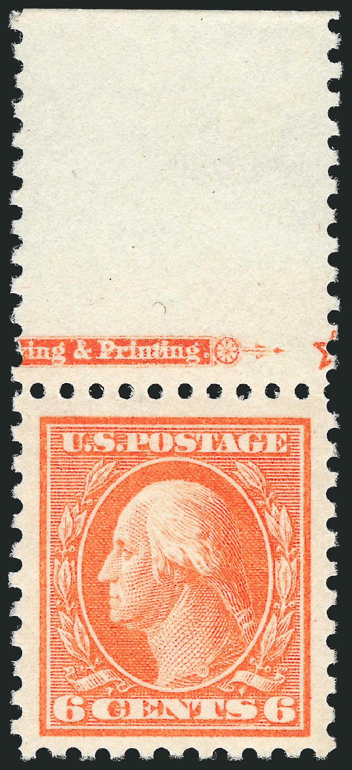US Stamps Value Scott Catalogue 429 - 1914 6c Washington Perf 10. Robert Siegel Auction Galleries, Jun 2011, Sale 1011, Lot 729