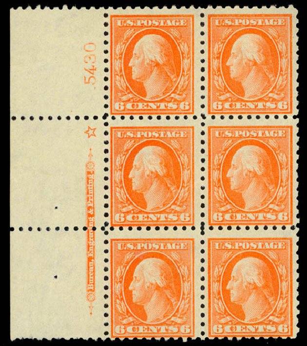 US Stamps Values Scott Catalogue # 429: 1914 6c Washington Perf 10. Daniel Kelleher Auctions, Mar 2013, Sale 635, Lot 535