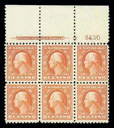 US Stamps Value Scott Cat. #429: 1914 6c Washington Perf 10. Matthew Bennett International, Jun 2007, Sale 319, Lot 1442