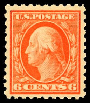US Stamp Value Scott Cat. 429 - 6c 1914 Washington Perf 10. Daniel Kelleher Auctions, Dec 2012, Sale 633, Lot 753
