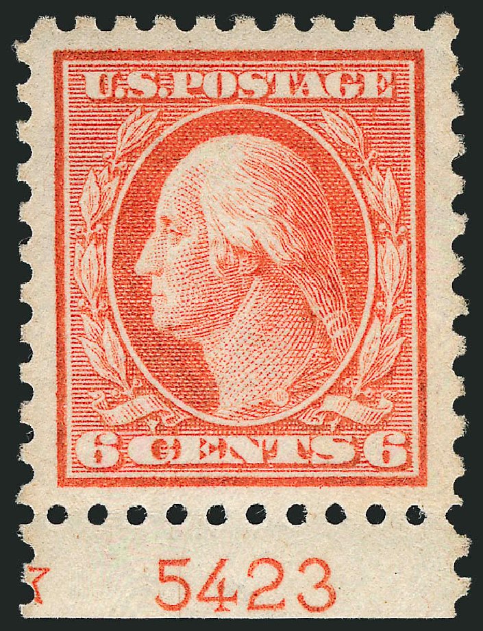 US Stamp Values Scott Catalog #429: 6c 1914 Washington Perf 10. Robert Siegel Auction Galleries, Sep 2009, Sale 968B, Lot 546