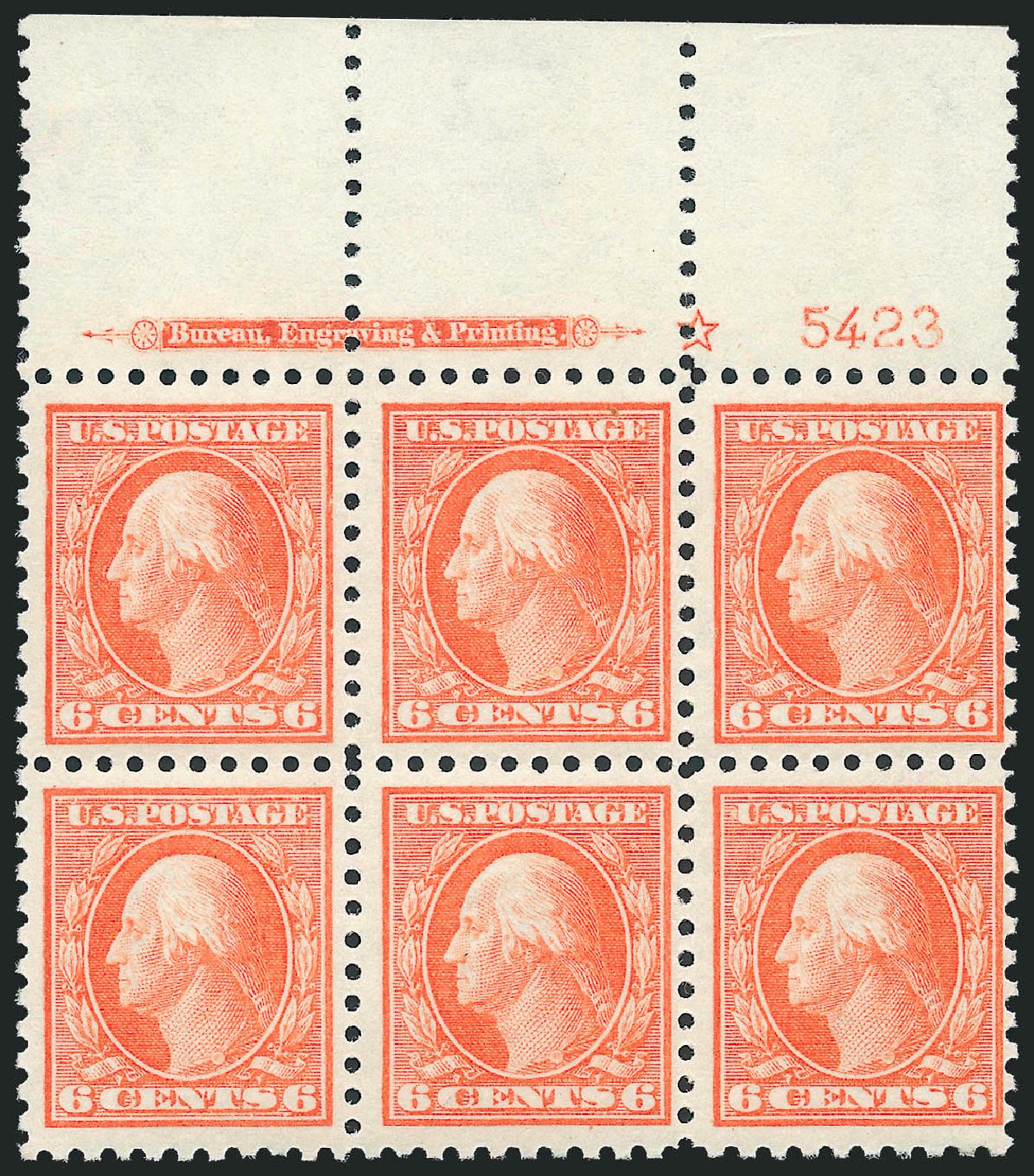 Values of US Stamp Scott Cat. 429: 1914 6c Washington Perf 10. Robert Siegel Auction Galleries, Sep 2009, Sale 976, Lot 2016