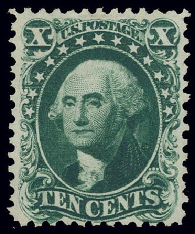Values of US Stamp Scott Catalog #43: 10c 1875 Washington Reprint. Daniel Kelleher Auctions, Feb 2013, Sale 634, Lot 47