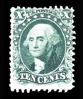 US Stamp Value Scott Catalog #43: 1875 10c Washington Reprint. Cherrystone Auctions, Apr 2014, Sale 201404, Lot 28