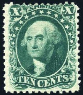 US Stamps Prices Scott Catalogue # 43: 10c 1875 Washington Reprint. Harmer-Schau Auction Galleries, Apr 2010, Sale 85, Lot 248