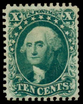 Value of US Stamp Scott Catalogue #43: 10c 1875 Washington Reprint. Daniel Kelleher Auctions, Dec 2013, Sale 640, Lot 89