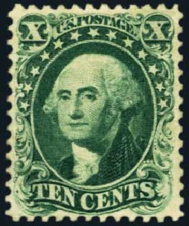 US Stamps Values Scott Catalog 43: 10c 1875 Washington Reprint. Harmer-Schau Auction Galleries, Jan 2013, Sale 96, Lot 430