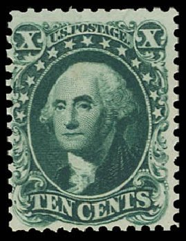Value of US Stamp Scott Catalog 43 - 10c 1875 Washington Reprint. Daniel Kelleher Auctions, Jun 2012, Sale 630, Lot 1270
