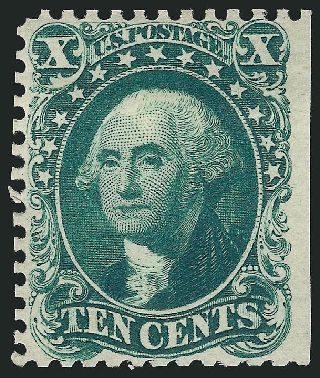 Values of US Stamps Scott Catalogue #43: 10c 1875 Washington Reprint. Robert Siegel Auction Galleries, Dec 2012, Sale 1037, Lot 1521