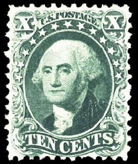 Cost of US Stamp Scott # 43 - 1875 10c Washington Reprint. Cherrystone Auctions, Jan 2010, Sale 201001, Lot 54
