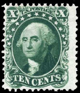 US Stamps Values Scott Catalogue # 43: 10c 1875 Washington Reprint. Cherrystone Auctions, Apr 2010, Sale 201004, Lot 95
