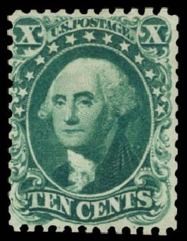 Value of US Stamp Scott #43: 10c 1875 Washington Reprint. Daniel Kelleher Auctions, May 2014, Sale 652, Lot 135