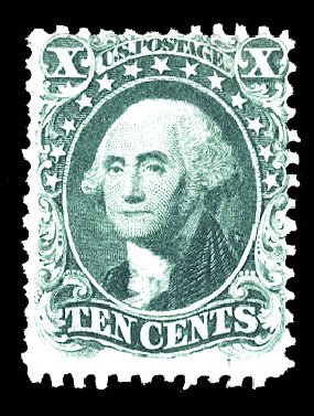 Value of US Stamps Scott 43: 10c 1875 Washington Reprint. Cherrystone Auctions, Apr 2012, Sale 201204, Lot 42