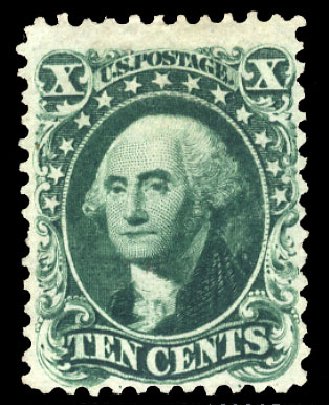 US Stamp Values Scott #43 - 10c 1875 Washington Reprint. Cherrystone Auctions, Apr 2010, Sale 201004, Lot 96