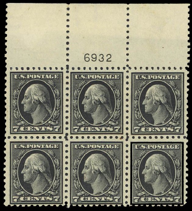 US Stamps Price Scott Catalogue 430: 7c 1914 Washington Perf 10. Daniel Kelleher Auctions, Apr 2012, Sale 629, Lot 338