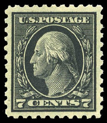 Values of US Stamp Scott Cat. # 430 - 1914 7c Washington Perf 10. Matthew Bennett International, Mar 2011, Sale 337, Lot 2901