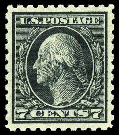 Values of US Stamps Scott Catalog 430 - 7c 1914 Washington Perf 10. Matthew Bennett International, Feb 2012, Sale 340, Lot 456