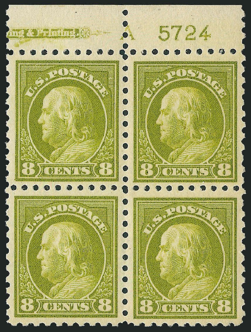 Values of US Stamp Scott Catalog 431 - 8c 1914 Franklin Perf 10. Robert Siegel Auction Galleries, Oct 2011, Sale 1014, Lot 1908