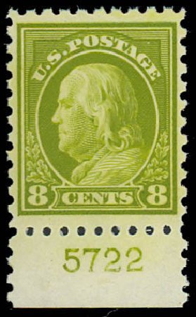 US Stamp Value Scott # 431 - 1914 8c Franklin Perf 10. Daniel Kelleher Auctions, Oct 2012, Sale 632, Lot 1349