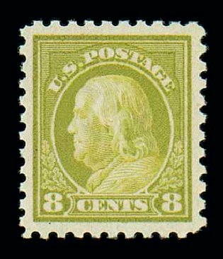 US Stamp Values Scott Cat. # 431: 1914 8c Franklin Perf 10. Matthew Bennett International, Dec 2007, Sale 325, Lot 2073