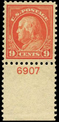 Cost of US Stamps Scott Cat. #432 - 9c 1914 Franklin Perf 10. Harmer-Schau Auction Galleries, Feb 2012, Sale 92, Lot 1147