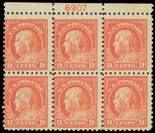 US Stamps Value Scott Catalogue 432 - 9c 1914 Franklin Perf 10. Daniel Kelleher Auctions, Aug 2012, Sale 631, Lot 1201