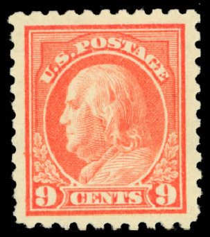 Price of US Stamp Scott Catalog 432: 1914 9c Franklin Perf 10. Daniel Kelleher Auctions, Oct 2014, Sale 660, Lot 2371