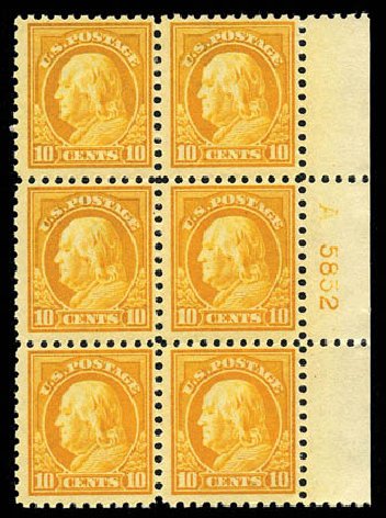 Value of US Stamp Scott Catalog 433 - 1914 10c Franklin Perf 10. Matthew Bennett International, Mar 2012, Sale 344, Lot 4589