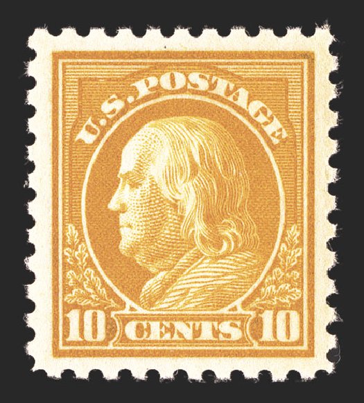 US Stamps Values Scott # 433: 10c 1914 Franklin Perf 10. Spink Shreves Galleries, Jul 2012, Sale 140, Lot 270