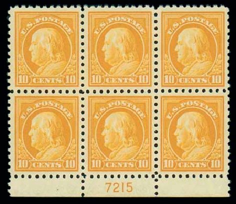 US Stamps Values Scott Cat. # 433: 1914 10c Franklin Perf 10. Matthew Bennett International, Dec 2007, Sale 324, Lot 1201