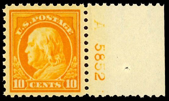 Prices of US Stamp Scott # 433 - 10c 1914 Franklin Perf 10. Daniel Kelleher Auctions, Dec 2012, Sale 633, Lot 765